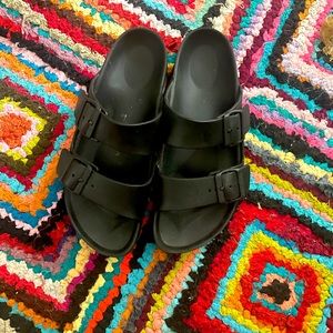 Black rubber Birkenstocks!